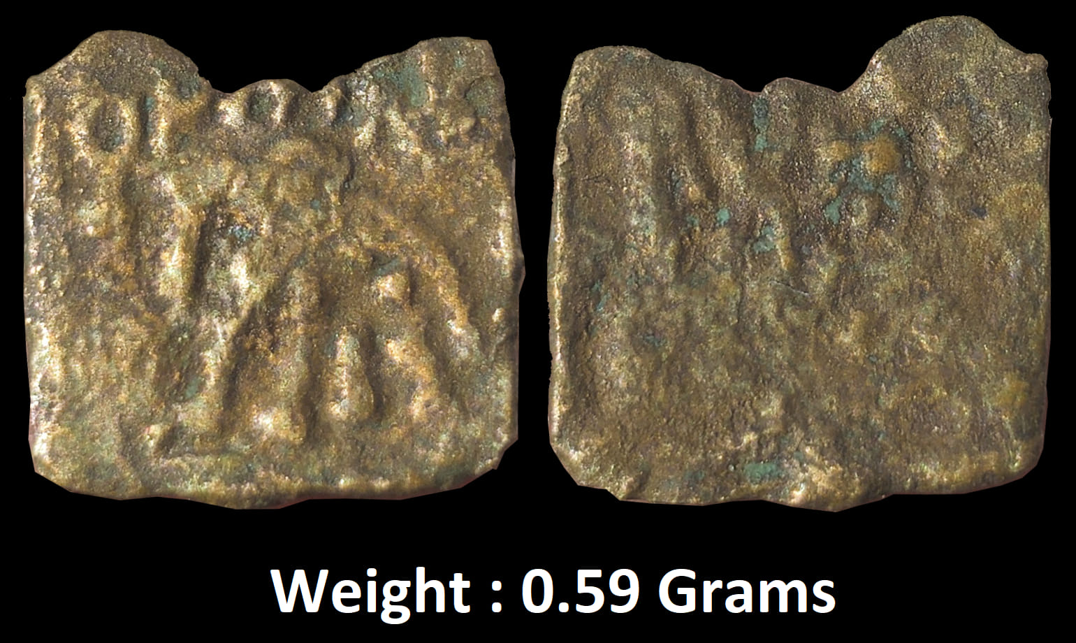 Ancient ; Satavahanas, Siri Satakarni, Nasik Region, Copper Unit ;
Obv. elephant walking to left with trunk downwards with (SA)takarni legend on top,
Rev. Traces of Ujjaini Symbol
Note : Hard to get such small Fractional Unit.