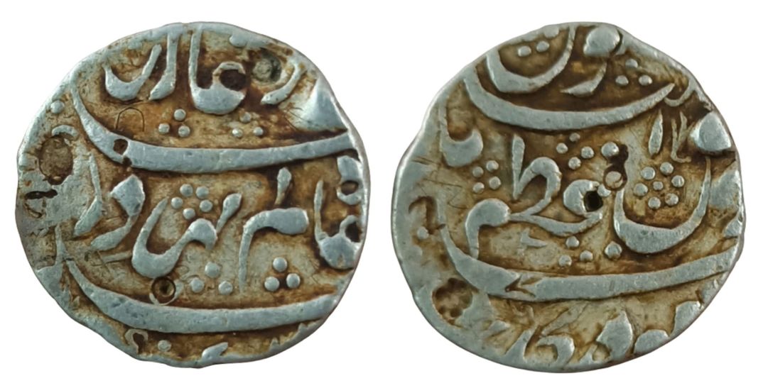 Mughal ; Shah Alam Bahadur, Azamnagar Gokak Mint, Silver Rupee,
Obv: Sikka Mubarak Shah Alam Bahadur Badshah Ghazi,
Rev: sana julus & zarb Azamnagar Gohkak, Weight : 11.44 ; Very Rare.
Gokak is a small town located about 60 miles to the Northeast of Belgaum. It served as a garrison town in medieval Deccan and came into Mughal hands soon after the fall of Bijapur. It subsequently became the headquarters of an administrative subdivision under the province (Sarkar) of 'Azamnagar and was transferred to the Nawabs of Savanur when Abdul Rauf Diler Khan secured his tenure from Aurangzeb.
The mint continued striking coins in the reign of Shah Alam Bahadur but the coins show a marked variance from earlier issues. The quality of engraving is poor and, peculiarly, 'Gokak' is written with an additional 'H' following the 'Go' as 'Goh Kak'.