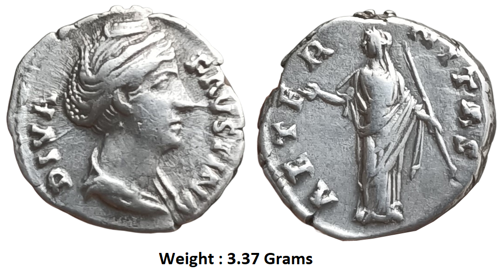 ancient-roman-empire-diva-faustina-i-died-140-1-denarius-rome-struck-under-antoninus-pius.jpg Ancient ; Roman Empire ; Diva Faustina I. Died 140/1. Denarius. Rome. Struck under Antoninus Pius.