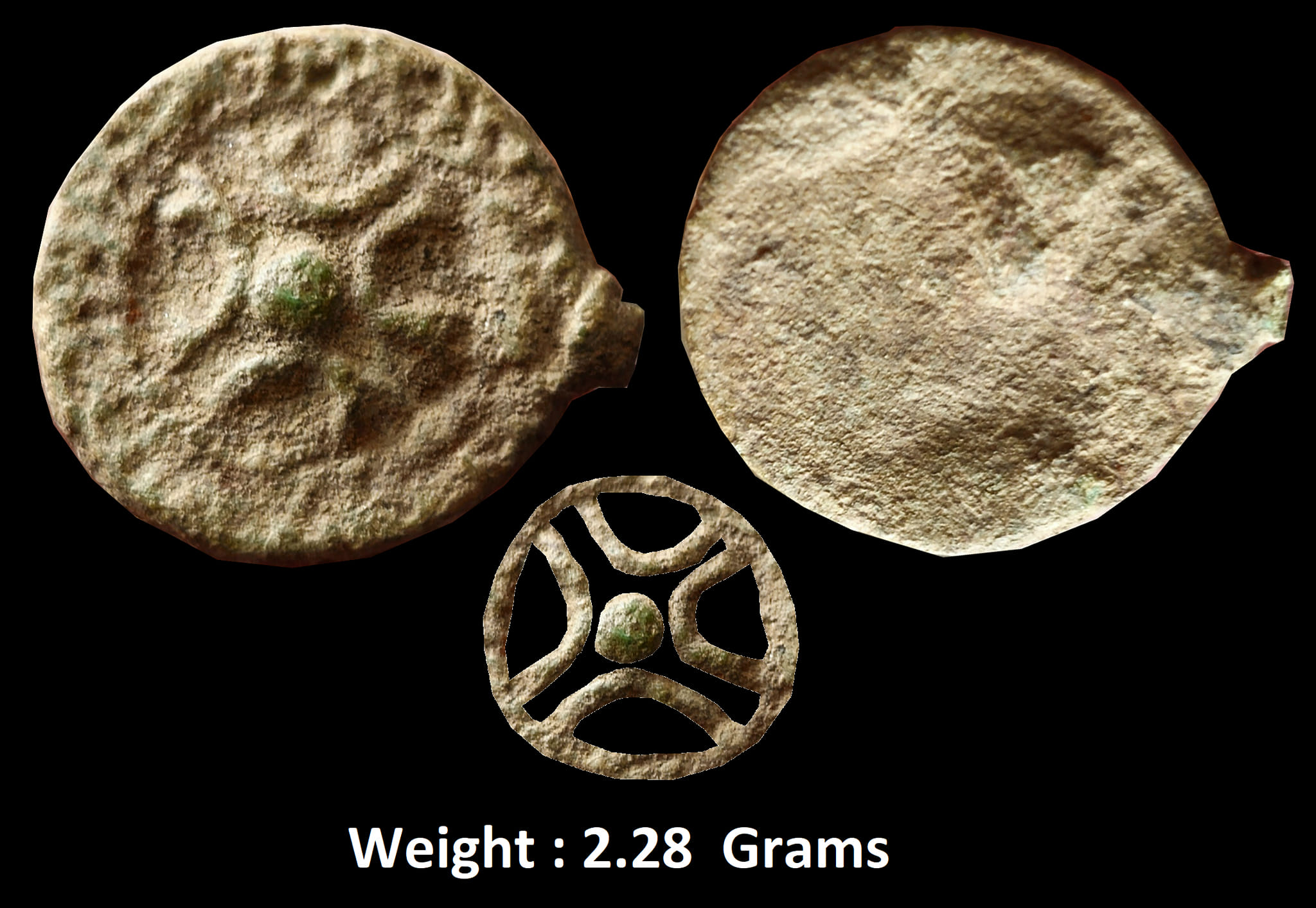 ancient-early-local-cast-panchala-lead-coin-imperial-symbol-with-reverse-blank.jpg Ancient ; Early Local Cast ; Panchala Lead Coin Imperial symbol with reverse blank .