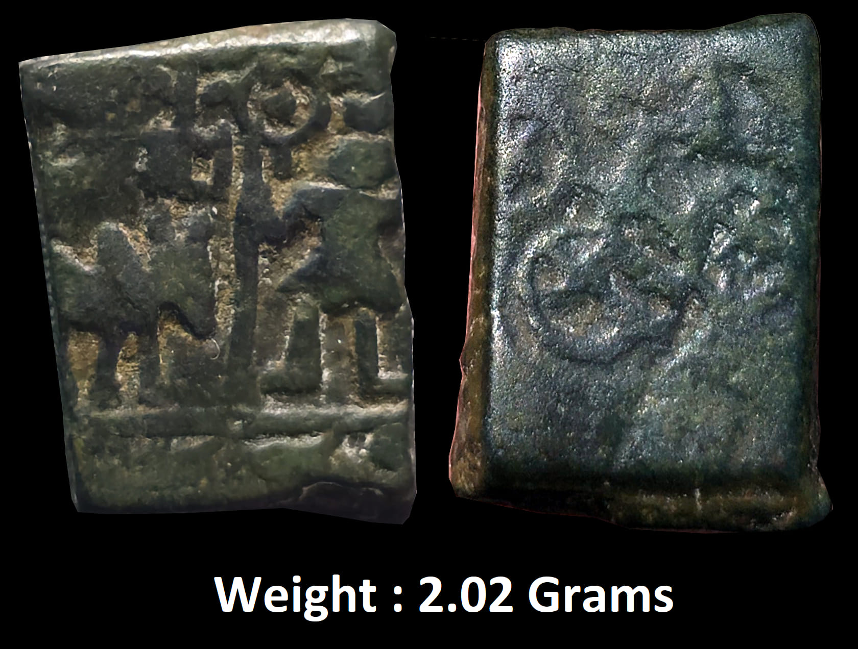 ancient-ujjain-region-standing-mahakal-with-bull-on-right-side-tree-in-railing-above-below-fish-moving-towards-left-rev-ujjiani-symbol-with-swastika-inside.jpg Ancient ; Ujjain Region ; Standing Mahakal with bull on right side ; Tree in railing above ; below fish moving towards left Rev : Ujjiani symbol with Swastika inside .