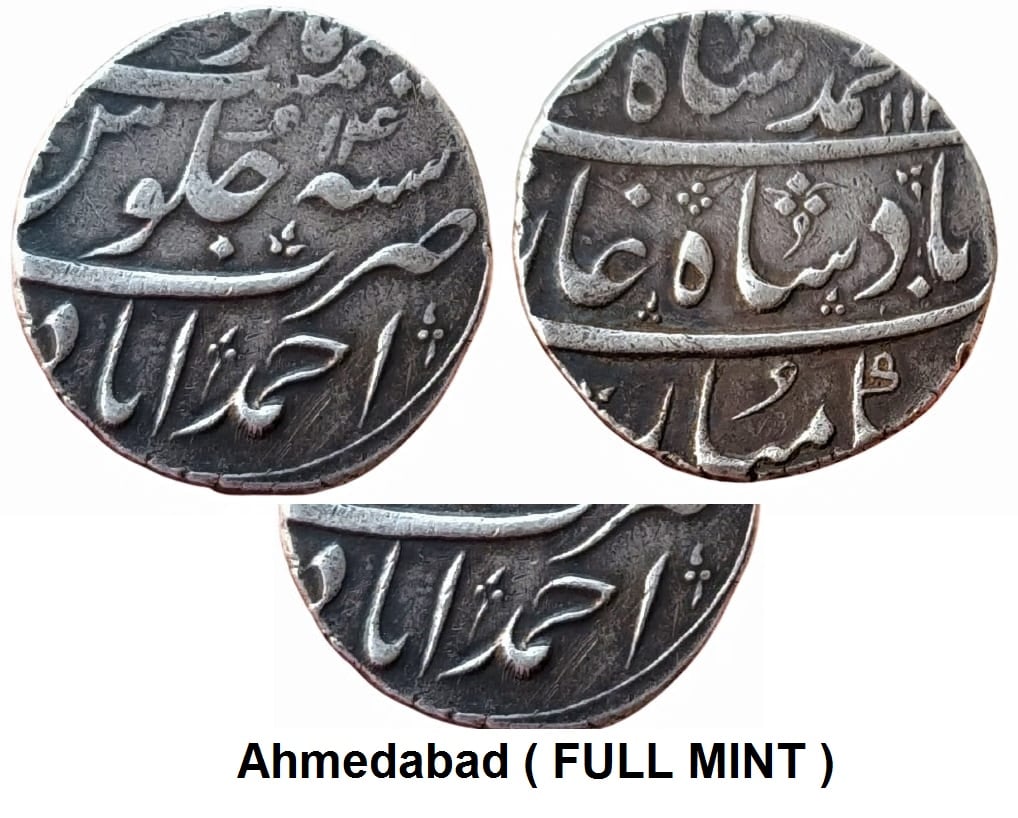 mughal-muhammad-shah-silver-rupee-mint-ahmedabad-full-mint.jpg Mughal ; Muhammad Shah ; Silver Rupee Mint : Ahmedabad ( Full Mint ) ; RY 14