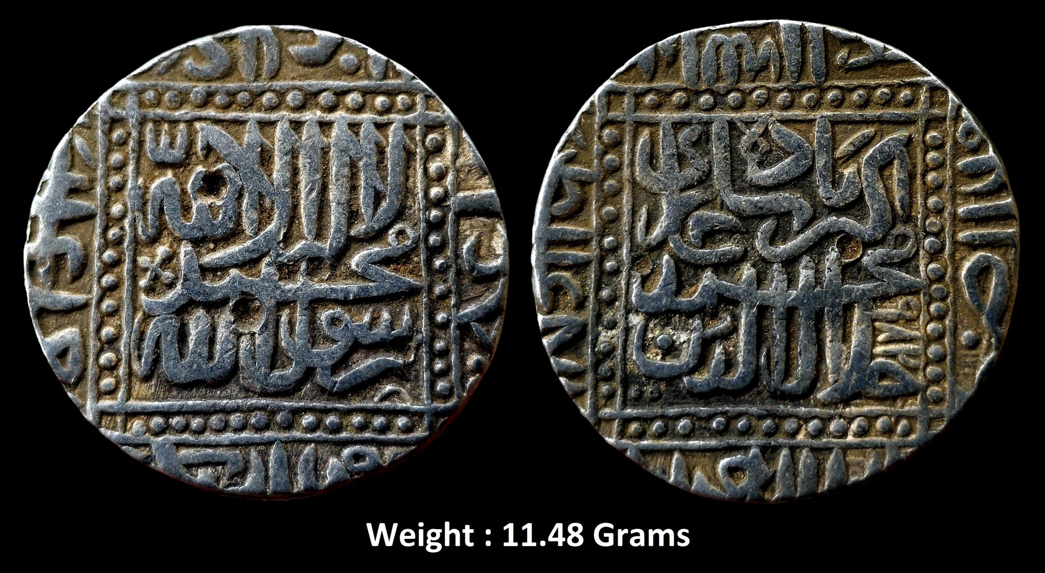 mughals-akbar-silver-rupeeah-982-mint-ahmedabad-kalima-within-dotted-square.jpg Mughals ; Akbar, Silver Rupee,AH 982 Mint : Ahmedabad ; Kalima within dotted square