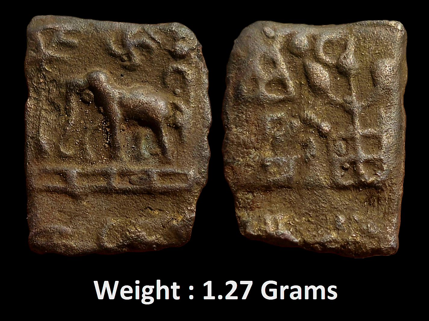 ancient-maurya-sunga-dynasties-c-2nd-century-bc-cast-copper-unit-very-rare.jpg Ancient ; Maurya-Sunga dynasties ; c. 2nd century BC ; Cast Copper Unit (16 mm, 1.27g) ; Very Rare