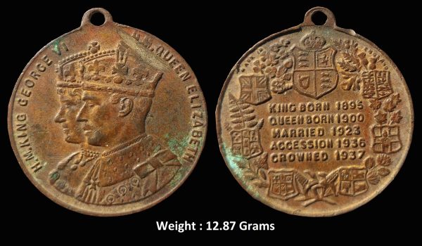 Coronation Commemorative medal/token ; Issued around 1937 ; Celebrating the coronation of King George VI