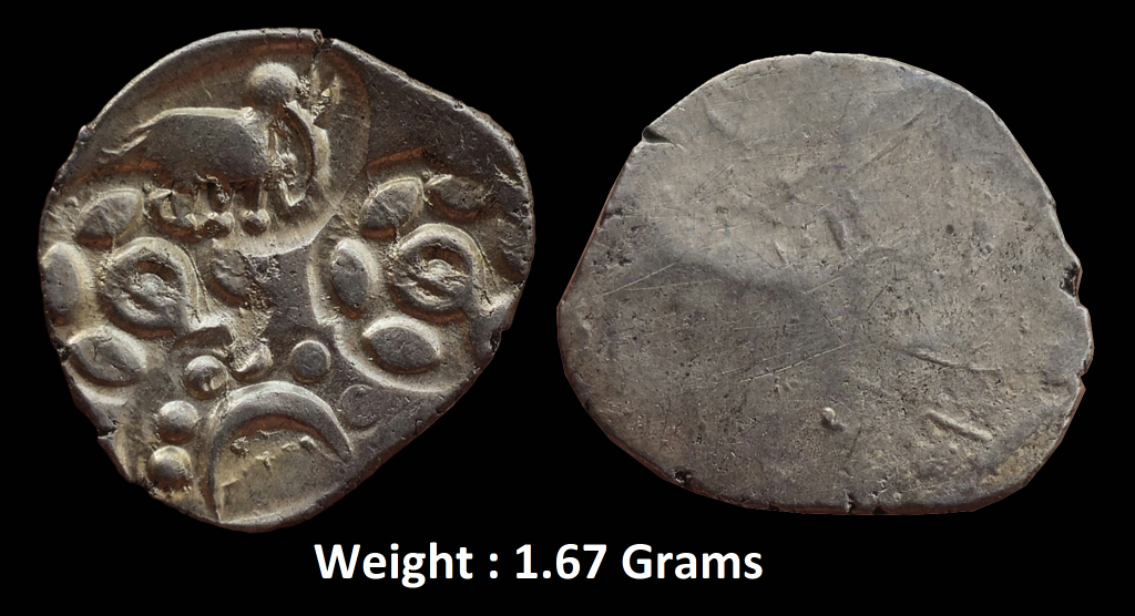 Ancient ; Archaic Punch Marked Coinage ; attributed to Vidarbha Janapada, Godavari valley ; Silver 12 Karshpana ; Series II ; Makhala Type