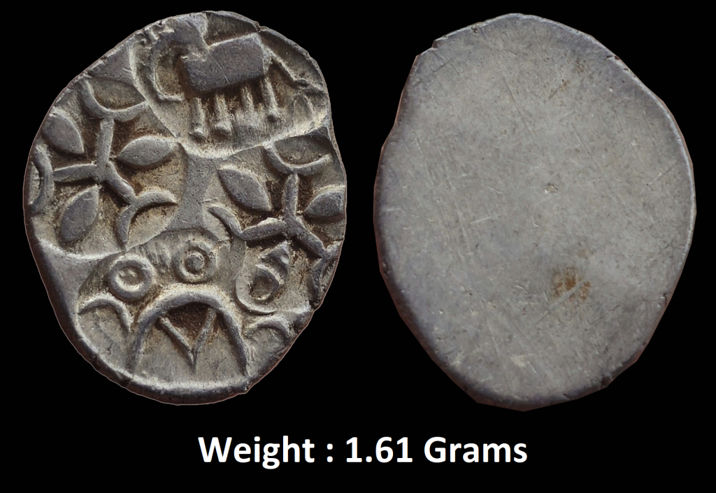 Ancient ; Archaic Punch Marked Coinage ; attributed to Vidarbha Janapada ; Godavari valley ; Silver 1/2 Karshpana ; Series II ; Makhala Type