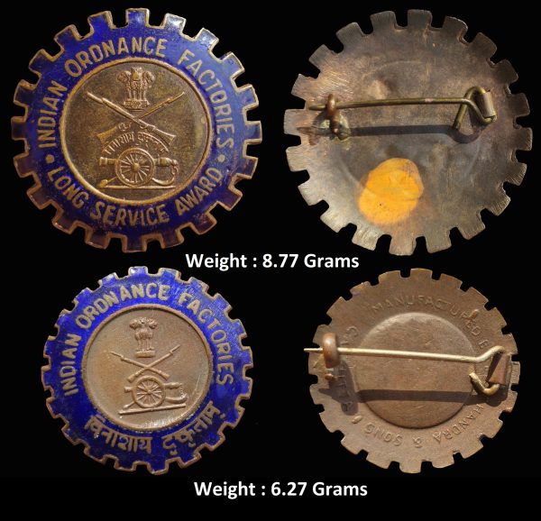 Set of 2 Brooch ; Indian Ordinance Factory ; Long Service Award ;Very rare
