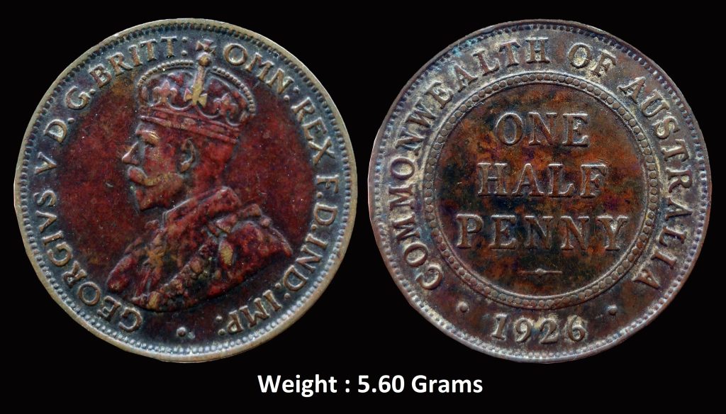 Australia ; King George V (1910-1936) ;1/2 Penny ; Bronze