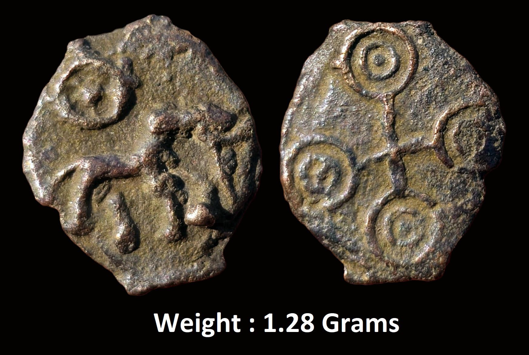ancient-post-mauryan-kaushambi-region-cast-copper-coin.jpg Ancient ; Post-Mauryan ; Kaushambi Region ; Cast Copper Coin