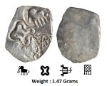 Ancient ; Archaic Silver Punch Marked Coin ; Wainganga-Mahanadi Divide ; Umred hoard type ; Attributed to 'Vidarbha Janapada' ; (c.300-200 BC) ; Light ½ Karshapana