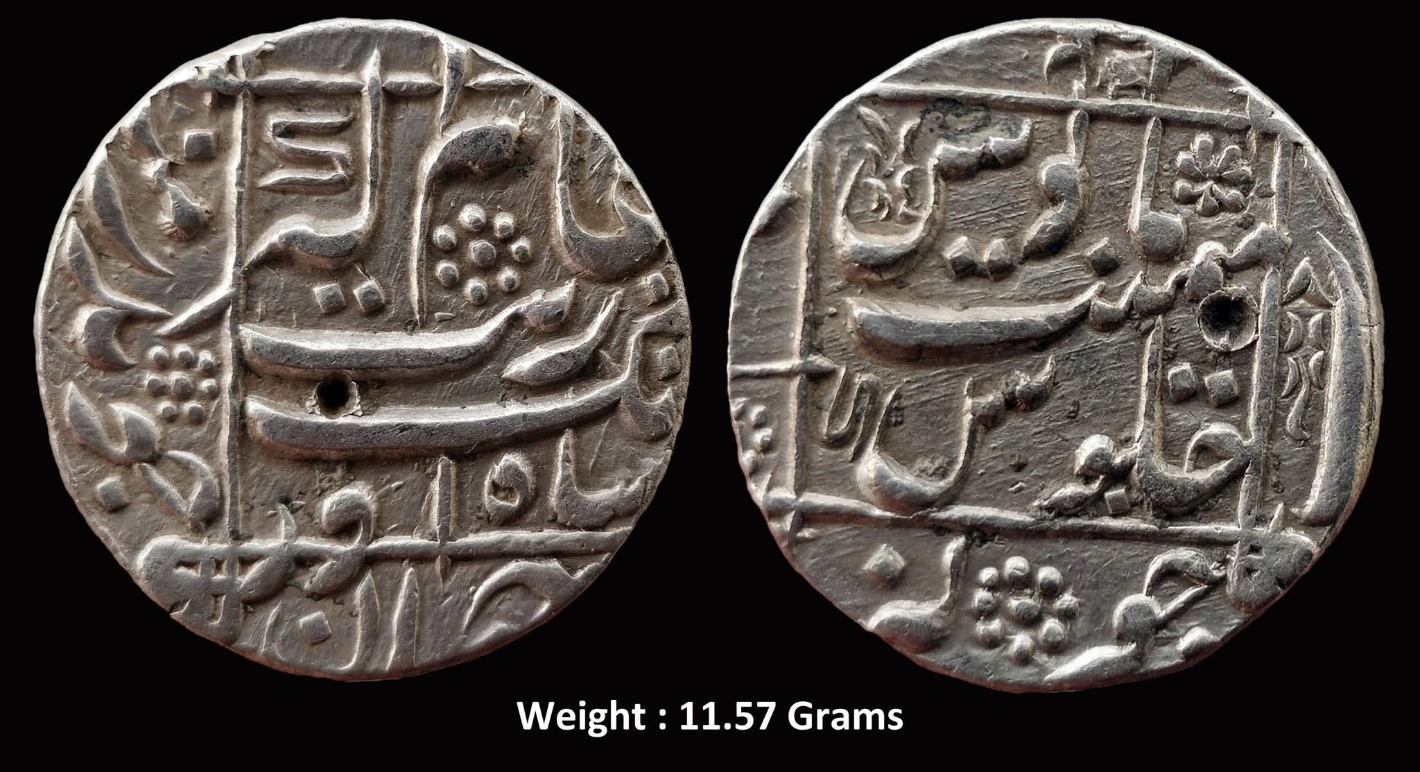 748265090_27523827597237450_5080102959131332356_n Mughal ; Aurangzeb Alamgir (AH 1068-1118 /1658-1707 AD) ; Junagadh Mint ; Silver Rupee ; RY 15 ; "Badr Munir" Couplet