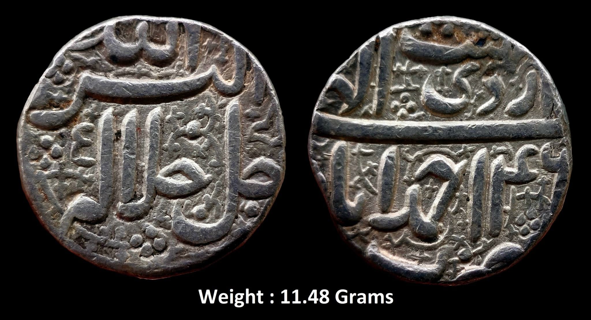 mughal-akbar-rare-silver-rupee-mint-ahmedabad-full-mint-illahi-month-ardibahisht-full-month-ry-46.jpg Mughal ; Akbar ; Rare Silver Rupee ; Mint : Ahmedabad ( Full Mint ) ; Illahi Month : Ardibahisht ( Full Month ) ; RY 46