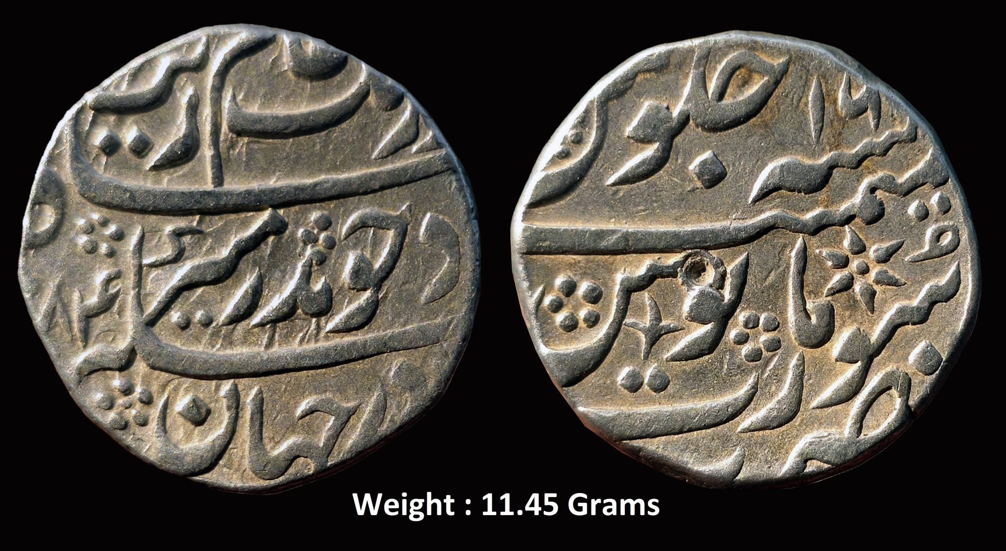 758964430_27681689991451209_794640657091886292_n Mughal ; Aurangzeb Alamgir ; Scarce Silver Rupee Mint : Surat ; 1084 AH / RY 16