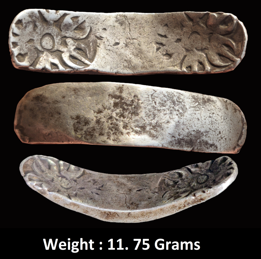 Ancient ; Punch Marked Coins ; Gandhara Janapada ; (c.600-400 BC) ; Bentbar coin ; Silver Shatamana
