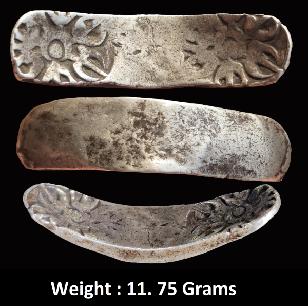 Ancient ; Punch Marked Coins ; Gandhara Janapada ; (c.600-400 BC) ; Bentbar coin ; Silver Shatamana